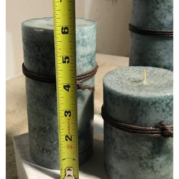 Set Of 3 Pillar Candles Handmade Rustic Blue Teal With Twine Accent Nautical - Picture 7 of 10